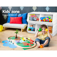 Keezi Kids Toy Box Bookshelf Storage Bookcase Organiser Display Stackable Baby & Kids Kings Warehouse 
