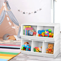 Keezi Kids Toy Box Bookshelf Storage Bookcase Organiser Display Stackable Baby & Kids Kings Warehouse 