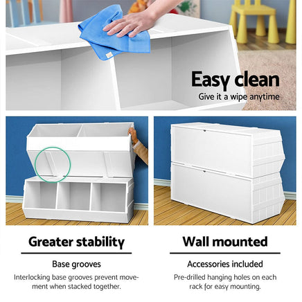 Keezi Kids Toy Box Bookshelf Storage Bookcase Organiser Display Stackable Baby & Kids Kings Warehouse 