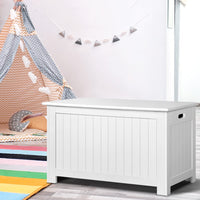 Keezi Kids Toy Box Chest Storage Blanket Children Clothes Room Organiser White Baby & Kids Kings Warehouse 