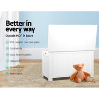 Keezi Kids Toy Box Chest Storage Blanket Children Clothes Room Organiser White Baby & Kids Kings Warehouse 