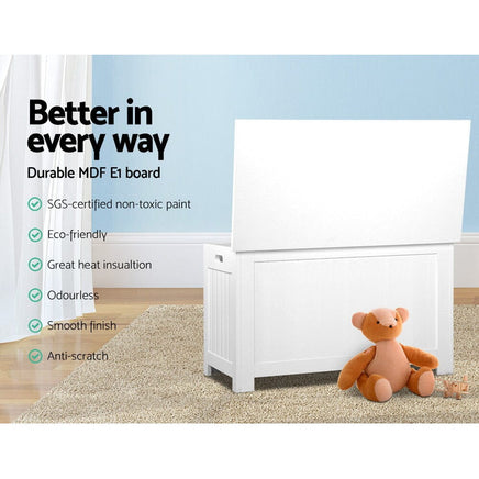 Keezi Kids Toy Box Chest Storage Blanket Children Clothes Room Organiser White Baby & Kids Kings Warehouse 