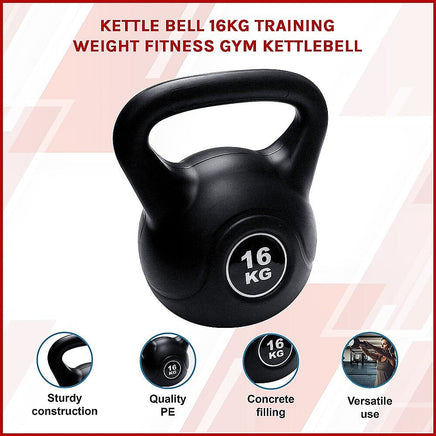 Kettle Bell 16KG Training Weight Fitness Gym Kettlebell Sports & Fitness Kings Warehouse 