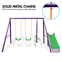 Kids 4-Seater Swing Set with Slide Purple Green Kings Warehouse 