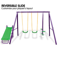 Kids 4-Seater Swing Set with Slide Purple Green Kings Warehouse 