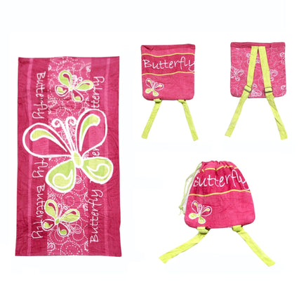 Kids Beach Towel N Bag Butterfly Home & Garden Kings Warehouse 