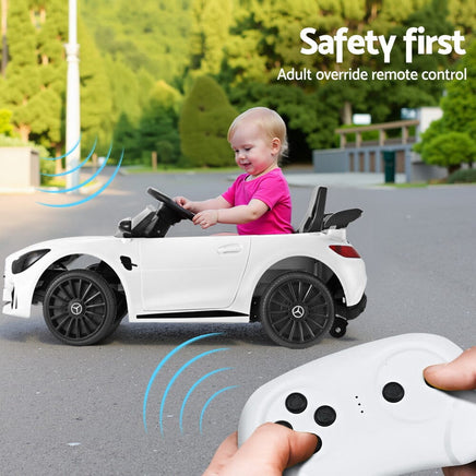 Kids Electric Ride On Car Mercedes-Benz AMG GTR Licensed Toy Cars Remote White Baby & Kids Kings Warehouse 