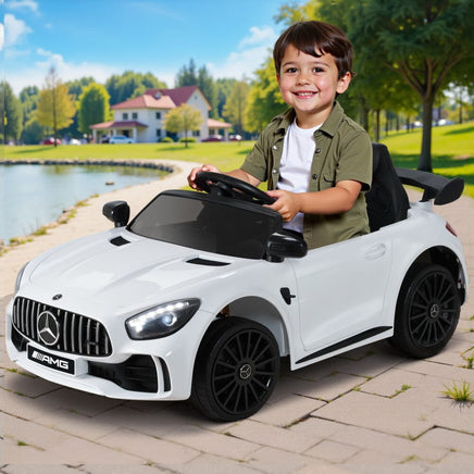 Kids Electric Ride On Car Mercedes-Benz AMG GTR Licensed Toy Cars Remote White Baby & Kids Kings Warehouse 