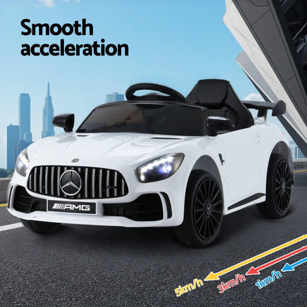 Kids Electric Ride On Car Mercedes-Benz AMG GTR Licensed Toy Cars Remote White Baby & Kids Kings Warehouse 