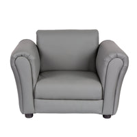 Kids Grey Couch Sofa Chair w/ Footstool in PU Leather Kings Warehouse 