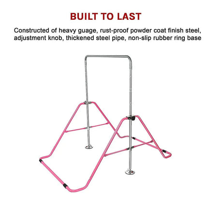Kids Gymnastics Bars Training Horizontal Bar Monkey Kip Bar Pink Sports & Fitness Kings Warehouse 