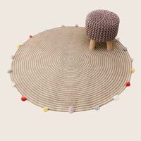 Kids Hand Knitted Cotton Braided Foot Rest Sitting Stool Ottoman (Rose Pink) EOFY Kings Warehouse 