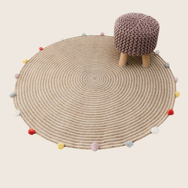 Kids Hand Knitted Cotton Braided Foot Rest Sitting Stool Ottoman (Rose Pink) EOFY Kings Warehouse 