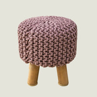 Kids Hand Knitted Cotton Braided Foot Rest Sitting Stool Ottoman (Rose Pink) EOFY Kings Warehouse 