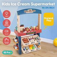 Kids Supermarket Ice Cream Cart Shop Dessert Food Pretend Role Play Set Toy Gift Red Baby & Kids Kings Warehouse 