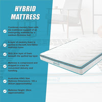 King 20cm Hybrid Mattress – Memory Foam and Innerspring Support Furniture Kings Warehouse 