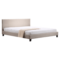 King Linen Fabric Bed Frame Beige