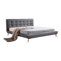 King Linen Fabric Deluxe Bed Frame Grey Furniture Kings Warehouse 