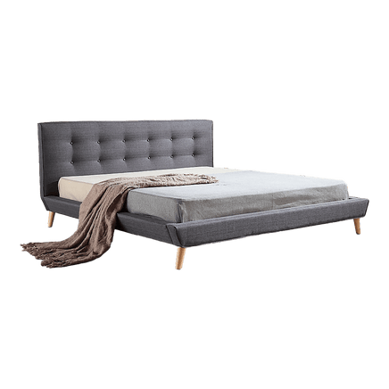 King Linen Fabric Deluxe Bed Frame Grey Furniture Kings Warehouse 