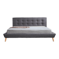 King Linen Fabric Deluxe Bed Frame Grey Furniture Kings Warehouse 