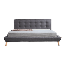 King Linen Fabric Deluxe Bed Frame Grey Furniture Kings Warehouse 