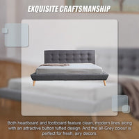 King Linen Fabric Deluxe Bed Frame Grey Furniture Kings Warehouse 