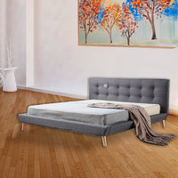 King Linen Fabric Deluxe Bed Frame Grey Furniture Kings Warehouse 