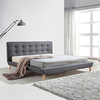 King Linen Fabric Deluxe Bed Frame Grey Furniture Kings Warehouse 