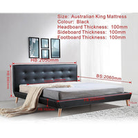 King PU Leather Deluxe Bed Frame Black Furniture Kings Warehouse 