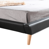King PU Leather Deluxe Bed Frame Black Furniture Kings Warehouse 