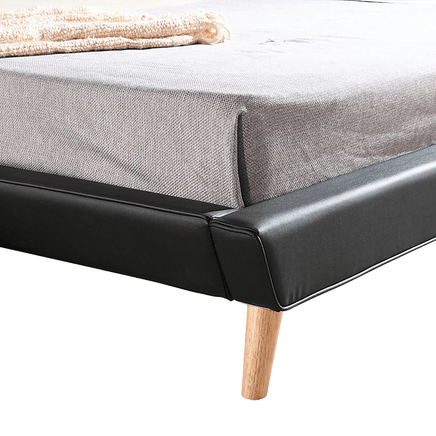 King PU Leather Deluxe Bed Frame Black Furniture Kings Warehouse 
