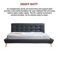 King PU Leather Deluxe Bed Frame Black Furniture Kings Warehouse 