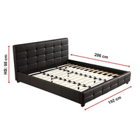 King PU Leather Deluxe Bed Frame Black Furniture Kings Warehouse 