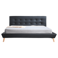 King PU Leather Deluxe Bed Frame Black Furniture Kings Warehouse 