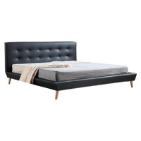 King PU Leather Deluxe Bed Frame Black Kings Warehouse 