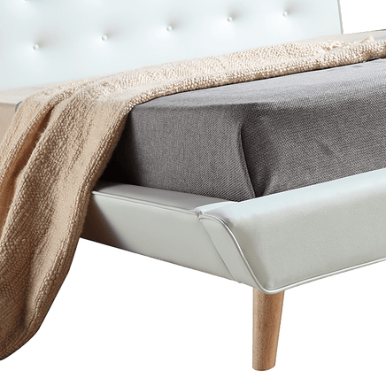 King PU Leather Deluxe Bed Frame White Furniture Kings Warehouse 