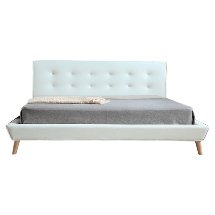 King PU Leather Deluxe Bed Frame White Furniture Kings Warehouse 