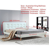 King PU Leather Deluxe Bed Frame White Furniture Kings Warehouse 