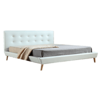 King PU Leather Deluxe Bed Frame White Kings Warehouse 