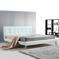 King PU Leather Deluxe Bed Frame White Kings Warehouse 