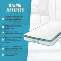 King Single 20cm Hybrid Mattress – Memory Foam and Innerspring Support Furniture Kings Warehouse 
