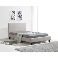King Single Linen Fabric Bed Frame Beige Furniture Kings Warehouse 