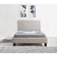 King Single Linen Fabric Bed Frame Beige Furniture Kings Warehouse 