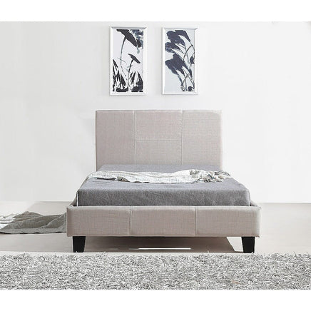 King Single Linen Fabric Bed Frame Beige Furniture Kings Warehouse 