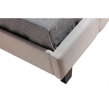 King Single Linen Fabric Bed Frame Beige Furniture Kings Warehouse 