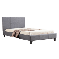 King Single Linen Fabric Bed Frame Grey Kings Warehouse 