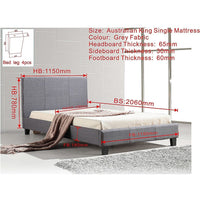 King Single Linen Fabric Bed Frame Grey Kings Warehouse 