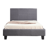 King Single Linen Fabric Bed Frame Grey Kings Warehouse 