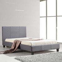 King Single Linen Fabric Bed Frame Grey Kings Warehouse 