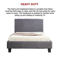 King Single Linen Fabric Bed Frame Grey Kings Warehouse 